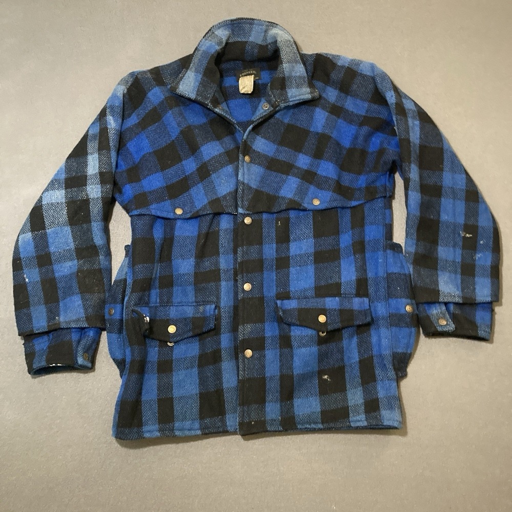 Vintage Pioneer Sportswear Wool Buffalo Plaid Mackinaw Hunting Coat Jacket Sz M
